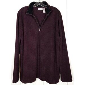 Concepts By Claiborne Mens Large Long Sleeve Half Zip Pullover Maroon Sweater